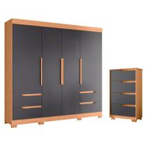 Quarto Completo Casal Guarda Roupa Vivacce e Cômoda Sole