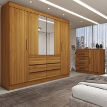 Quarto Completo Casal Honey 5 Portas 10 Gavetas com Espelho Freijó - Panorama Móveis
