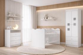 Quarto completo com Berço que vira cama Algodão - MobiBaby Quarto completo com Berço que vira cama Algodão - MobiBaby