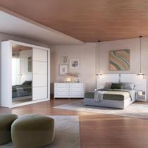 Quarto Completo Com Cabeceira Casal/queen Guarda-roupa E Cômoda Multimóveis Mp4375 Branco/lacca Fumê Quarto Completo Com Cabeceira Casal/queen Guarda-roupa E Cômoda Multimóveis Mp4375 Branco/lacca Fumê