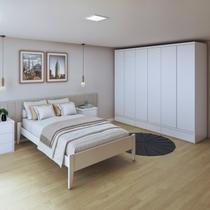 Quarto Completo com Cama Casal 140cm Turca e Guarda-roupa 6 Portas 9 Gavetas Urbano