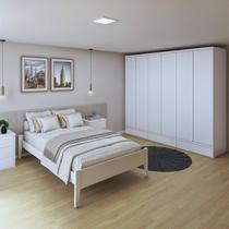 Quarto Completo com Cama Casal 160cm Turca e Guarda-roupa 6 Portas 9 Gavetas Urbano