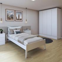 Quarto Completo com Cama Solteiro 90cm Turca e Guarda-roupa 4 Portas 5 Gavetas Urbano Quarto Completo com Cama Solteiro 90cm Turca e Guarda-roupa 4 Portas 5 Gavetas Urbano
