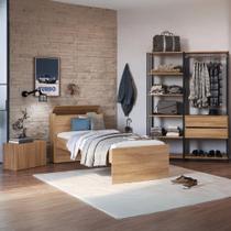 Quarto Completo com Cama Solteiro para Colchão 188x78cm com Baú Embutido Multimóveis MP4342 Quarto Completo com Cama Solteiro para Colchão 188x78cm com Baú Embutido Multimóveis MP4342