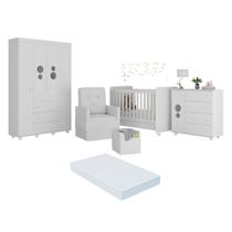 Quarto Completo com Colchão, Poltrona de Amamentação e Puff Pimpolho Multimóveis MP4109