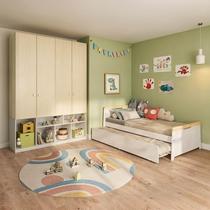 Quarto Completo com Guardar-Roupa Curió e Bicama Petit Casatema MadeiraOriginals Branco/Mel