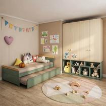 Quarto Completo com Guardar-roupa Curió e Bicama Petit Casatema Madeiraoriginals