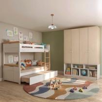 Quarto Completo com Guardar Roupa Curió e Treliche Petit Casatema MadeiraOriginals Branco/Mel Quarto Completo com Guardar Roupa Curió e Treliche Petit Casatema MadeiraOriginals Branco/Mel