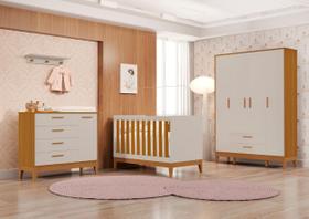 Quarto Completo com Roupeiro 4 Portas Flip Bege/Areia Fosco/Savana