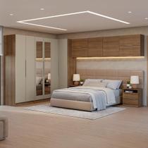 Quarto Completo de Canto Casal 610 cm com Mesa de Cabeceira Neo Madesa Quarto Completo de Canto Casal 610 cm com Mesa de Cabeceira Neo Madesa