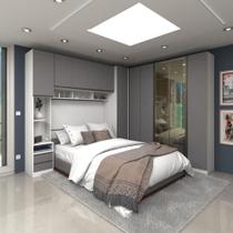 Quarto Completo De Canto Com 6 Módulos E Vidro Reflecta