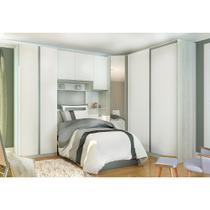 Quarto Completo de Canto Solteiro com 7 Módulos e Espelho Prime Plus Luciane Móveis