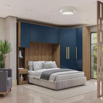 Quarto Completo Kappesberg Adapt 7 Peças Nogueira/azul Profundo Quarto Completo Kappesberg Adapt 7 Peças Nogueira/azul Profundo