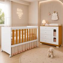 Quarto Completo Katatau para Bebê 100% MDF com Cômoda Sapateira e Berço 3 em 1 para Colchão 130x70cm