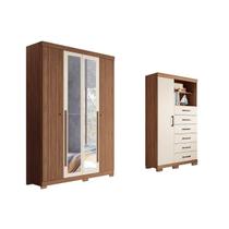 Quarto Completo Modu +Cômoda QC312 Jatoba/Areia - Santos Andirá Quarto Completo Modu +Cômoda QC312 Jatoba/Areia - Santos Andirá