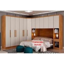 Quarto Completo Modu Rizon/Linea 7 Peças ( 1 Aéreo + 3 Guarda Roupas + 1 Closet Obliquo + 2 Complementos) QCM106 Cumaru/Fendi - Novo Horizonte