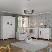 Quarto Completo+Poltrona E Puff Mp4085 Branco Branco Quarto Completo+Poltrona E Puff Mp4085 Branco Branco