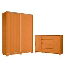 Quarto Completo Porta De Correr Guarda Roupa Frizatto e Cômoda Evidenza