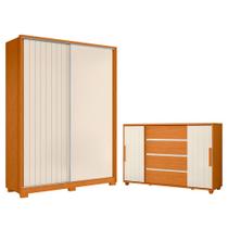 Quarto Completo Porta De Correr Guarda Roupa Frizatto e Cômoda Evidenza