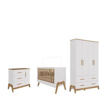 Quarto Completo Retro Bebê Moveis Peroba Guti berço 5x1 - - Branco Amêndoa Quarto Completo Retro Bebê Moveis Peroba Guti berço 5x1 - - Branco Amêndoa
