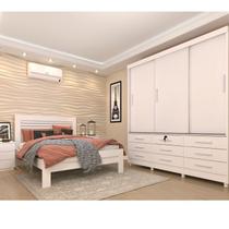 Quarto Completo Roupeiro 3 Portas, Cama Casal e Mesa de Cabeceira 3 Gavetas Chicago Quarto Completo Roupeiro 3 Portas, Cama Casal e Mesa de Cabeceira 3 Gavetas Chicago