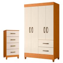 Quarto Completo Solteiro Guarda Roupa 4 Portas e Cômoda Mobi Quarto Completo Solteiro Guarda Roupa 4 Portas e Cômoda Mobi