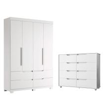 Quarto Completo Solteiro Guarda Roupa e Cômoda Doble