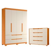 Quarto Completo Solteiro Guarda Roupa e Cômoda Doble