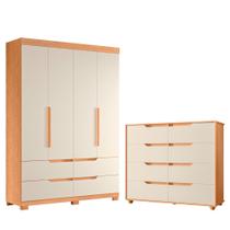 Quarto Completo Solteiro Guarda Roupa e Cômoda Doble