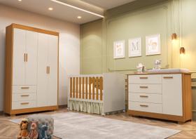 Quarto Completo Zaki com Berço 3 em 1 Katatau Bege/Areia Fosco/Savana