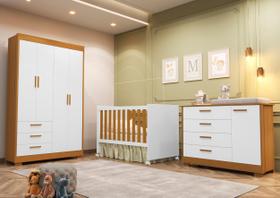 Quarto Completo Zaki com Berço 3 em 1 Katatau Branco/Fosco/Savana Quarto Completo Zaki com Berço 3 em 1 Katatau Branco/Fosco/Savana