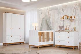 Quarto de Bebê 100% MDF Biscoito 4 Portas Branco Nature Permobili Baby