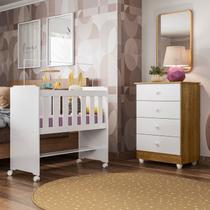 Quarto de Bebê 100% MDF Com Mini Berço e Cômoda Soft Life