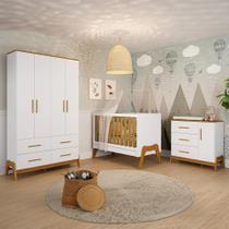 Quarto de Bebê 100% MDF Guti 4 Portas Branco/Amendoa - Móveis Peroba