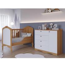 Quarto de Bebê 2 Peças com Berço Cômoda 4 Gavetas Espresso Móveis Nature/Branco