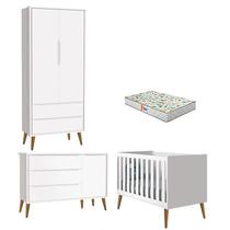 Quarto de Bebê 2 Portas Theo Branco Pés Amadeirados com Colchão Gazin Reller Quarto de Bebê 2 Portas Theo Branco Pés Amadeirados com Colchão Gazin Reller
