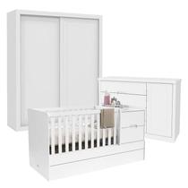 Quarto de Bebê 2 Portas Tutto New com Berço Multifuncional Formare Branco Acetinado - Matic Quarto de Bebê 2 Portas Tutto New com Berço Multifuncional Formare Branco Acetinado - Matic