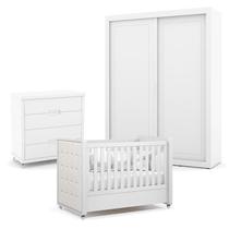 Quarto de Bebe 2 Portas Tutto New com Capitonê New Boucle e Gaveteiro Branco Acetinado - Matic Quarto de Bebe 2 Portas Tutto New com Capitonê New Boucle e Gaveteiro Branco Acetinado - Matic