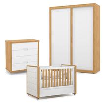 Quarto de Bebe 2 Portas Tutto New com Capitonê New Boucle e Gaveteiro Freijó Branco Acetinado - Matic Quarto de Bebe 2 Portas Tutto New com Capitonê New Boucle e Gaveteiro Freijó Branco Acetinado - Matic