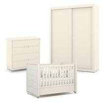 Quarto de Bebe 2 Portas Tutto New com Capitonê New Boucle e Gaveteiro Off White - Matic