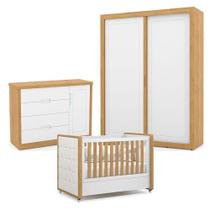 Quarto De Bebe 2 Portas Tutto New Freijó Branco Acetinado Com Capitonê New Boucle - Matic