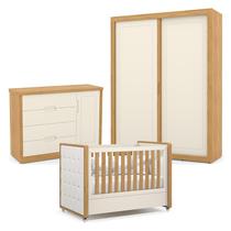 Quarto de Bebe 2 Portas Tutto New Freijó Off White com Capitonê New Boucle - Matic