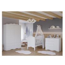 Quarto de Bebê 3 Peças com Berço e Cômoda 4 Gavetas e Guarda-roupa 4 Portas 4 Gavetas Aquarela Espre