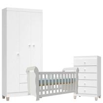 Quarto de Bebê 3 Portas com Gaveteiro Ternura Baby e Berço Lara Branco Brilho - Incorplac Quarto de Bebê 3 Portas com Gaveteiro Ternura Baby e Berço Lara Branco Brilho - Incorplac