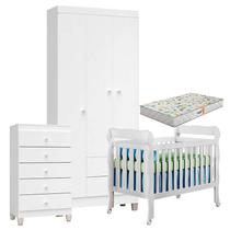 Quarto de Bebê 3 Portas com Gaveteiro Ternura Baby e Berço Lila Branco Brilho com Colchão Gazin - Incorplac Quarto de Bebê 3 Portas com Gaveteiro Ternura Baby e Berço Lila Branco Brilho com Colchão Gazin - Incorplac