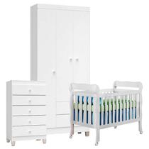 Quarto de Bebê 3 Portas com Gaveteiro Ternura Baby e Berço Lila Branco Brilho - Incorplac Quarto de Bebê 3 Portas com Gaveteiro Ternura Baby e Berço Lila Branco Brilho - Incorplac