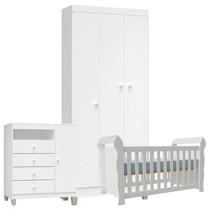 Quarto de Bebê 3 Portas Ternura Baby com Berço Lara Branco Brilho - Incorplac Quarto de Bebê 3 Portas Ternura Baby com Berço Lara Branco Brilho - Incorplac