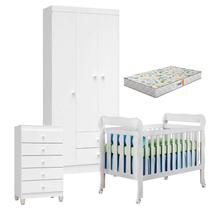 Quarto de Bebê 3 Portas Ternura Baby com Berço Lila Branco Brilho com Colchão Gazin - Incorplac Quarto de Bebê 3 Portas Ternura Baby com Berço Lila Branco Brilho com Colchão Gazin - Incorplac