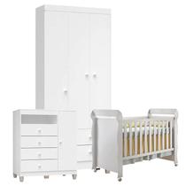 Quarto de Bebê 3 Portas Ternura Baby com Berço Mirelle Branco Brilho - Incorplac Quarto de Bebê 3 Portas Ternura Baby com Berço Mirelle Branco Brilho - Incorplac