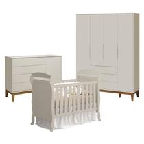 Quarto de Bebê 4 Portas com Cômoda com Porta Elfe Classic e Berço Americano Danny Areia Acetinado Amadeirado - Reller Quarto de Bebê 4 Portas com Cômoda com Porta Elfe Classic e Berço Americano Danny Areia Acetinado Amadeirado - Reller
